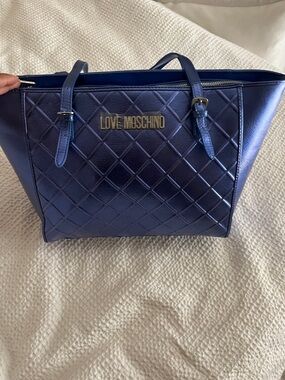 Love Moschino Navy Quilted Tote Bag